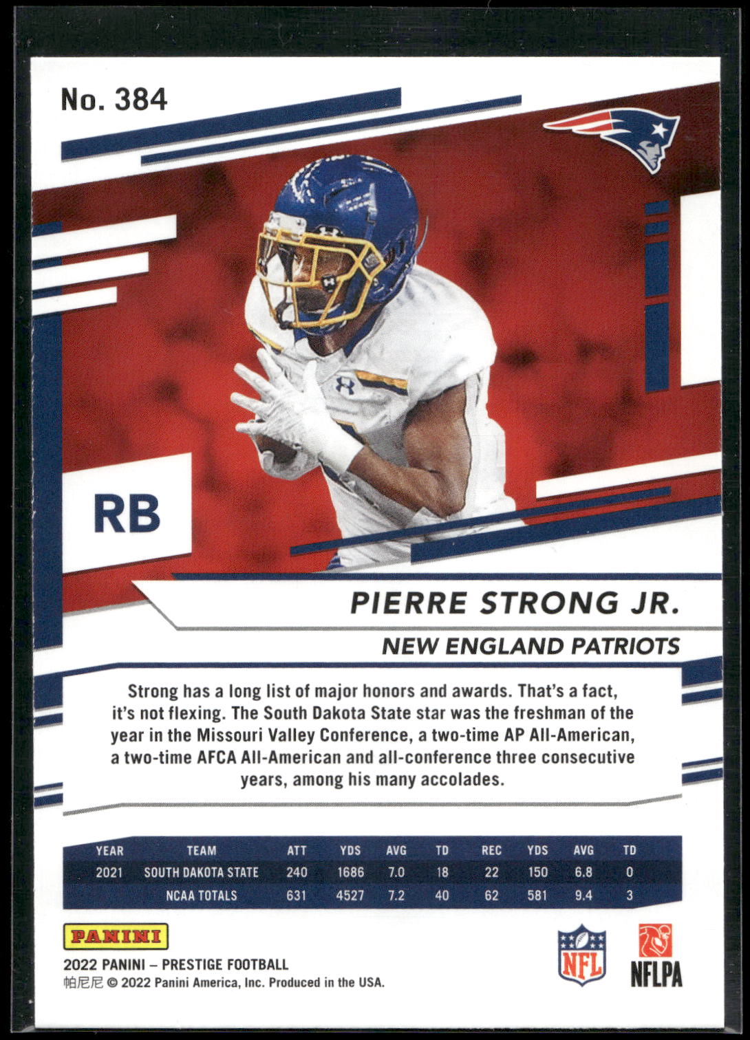 2022 Panini Prestige #384 Pierre Strong Jr.