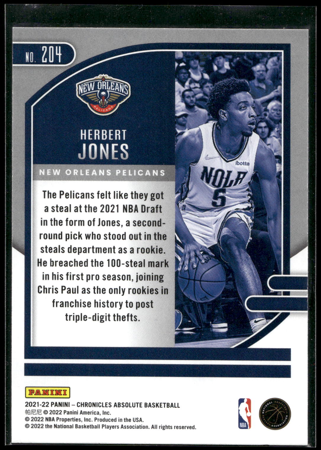 2021-22 Panini Chronicles #204 Herbert Jones