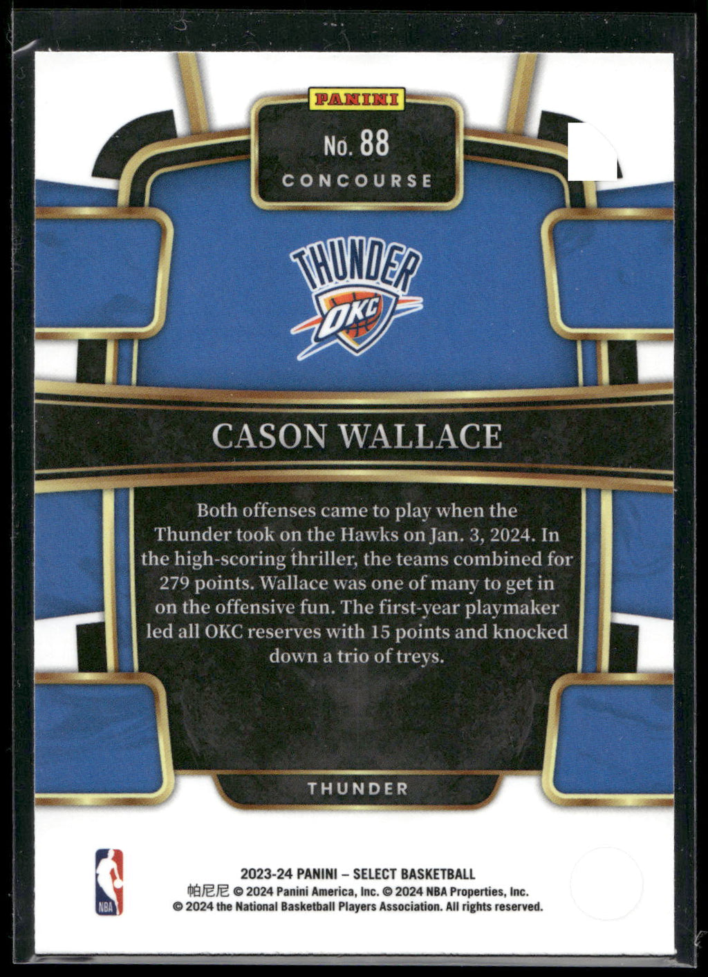 2023-24 Panini Select #88 Cason Wallace