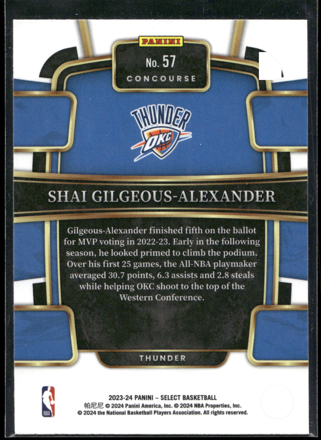 2023-24 Panini Select #57 Shai Gilgeous-Alexander