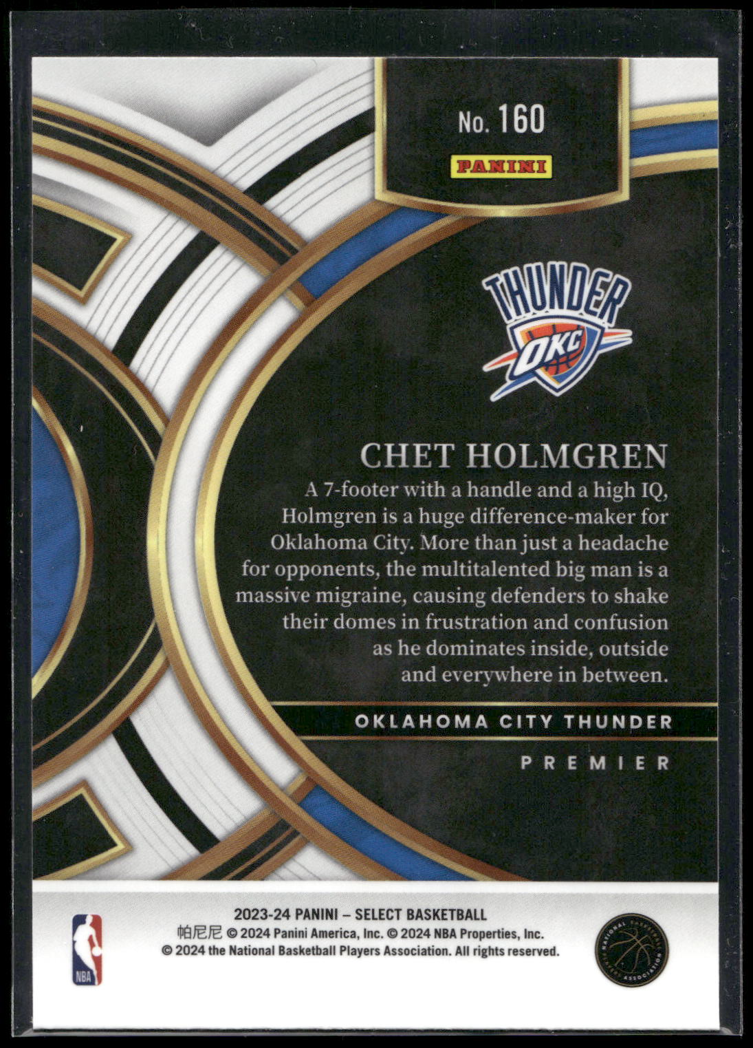 2023-24 Panini Select #160 Chet Holmgren