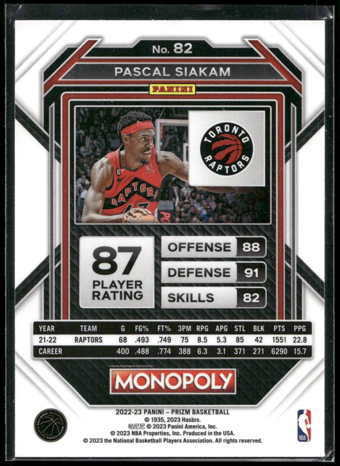 2022-23 Panini Prizm Monopoly #82 Pascal Siakam