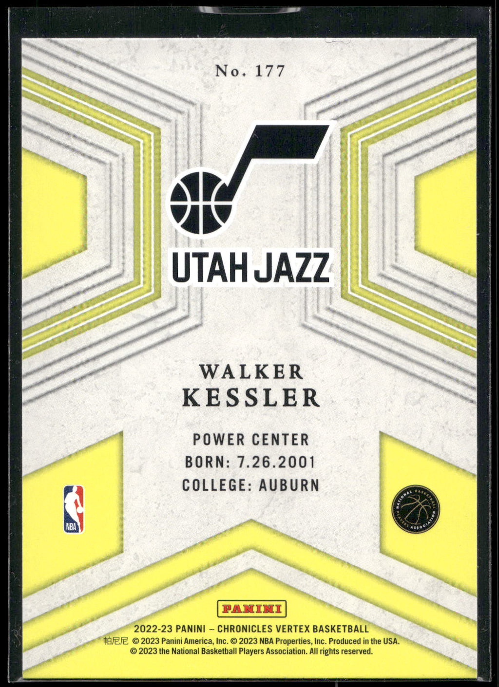 2022-23 Panini Chronicles #177 Walker Kessler