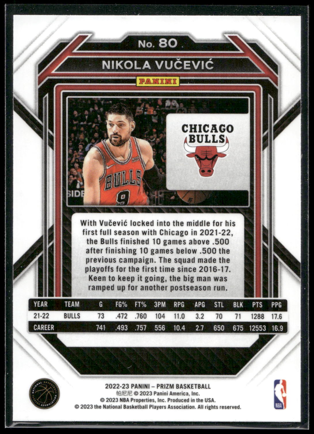 2022-23 Panini Prizm #80 Nikola Vucevic