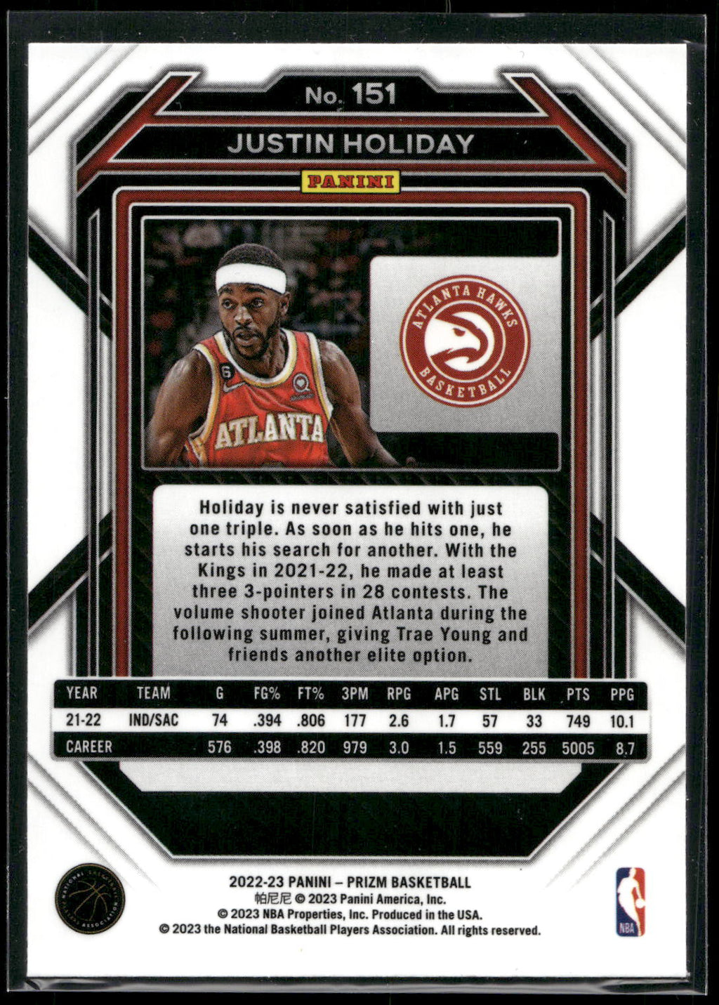 2022-23 Panini Prizm #151 Justin Holiday