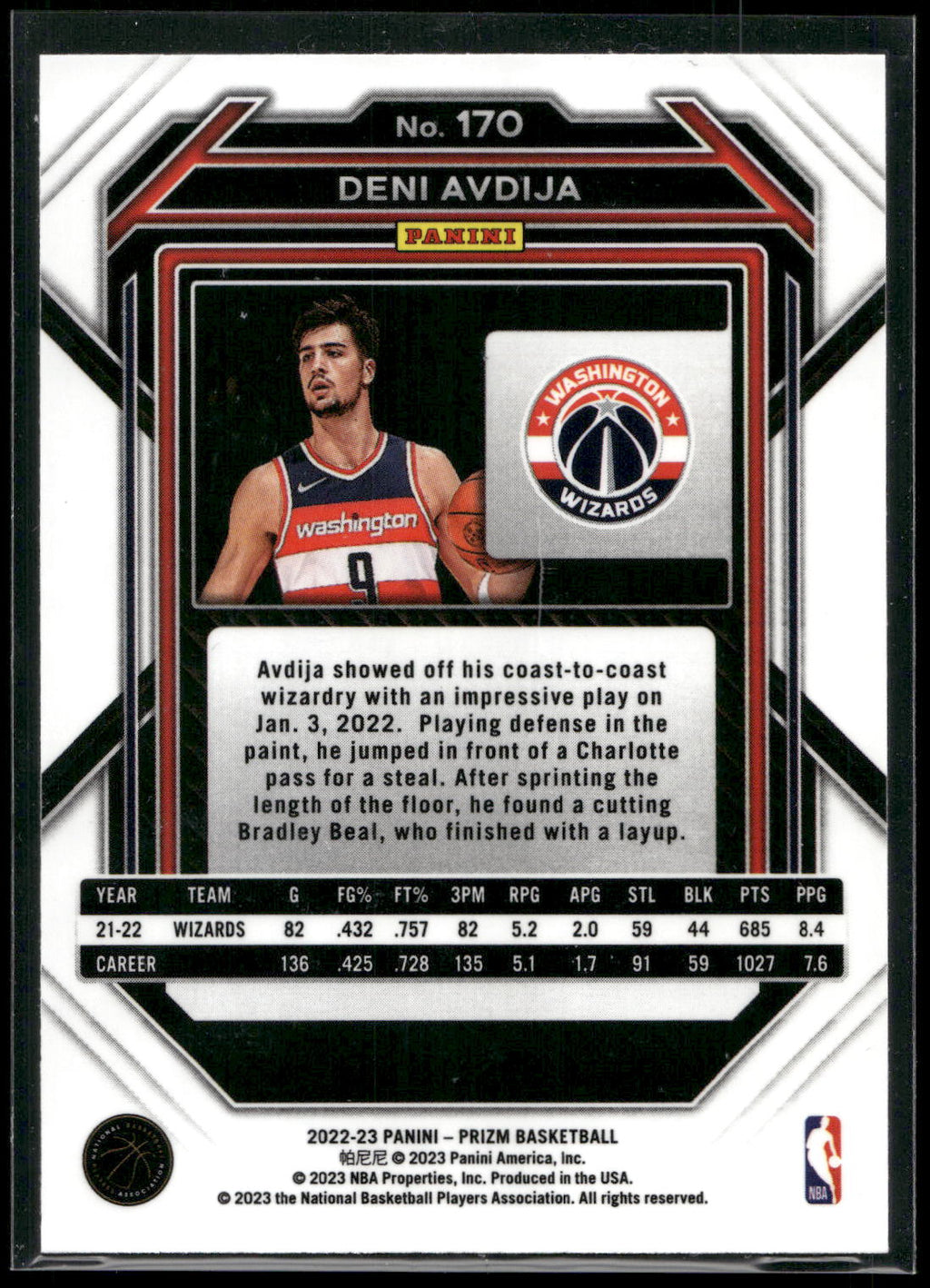 2022-23 Panini Prizm #170 Deni Avdija
