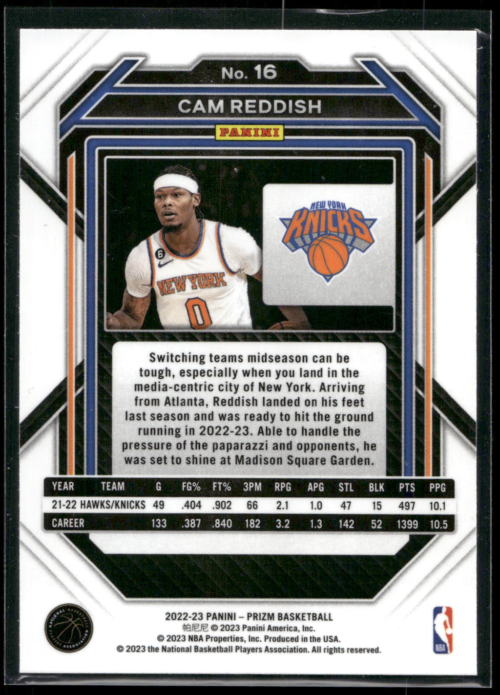 2022-23 Panini Prizm #16 Cam Reddish
