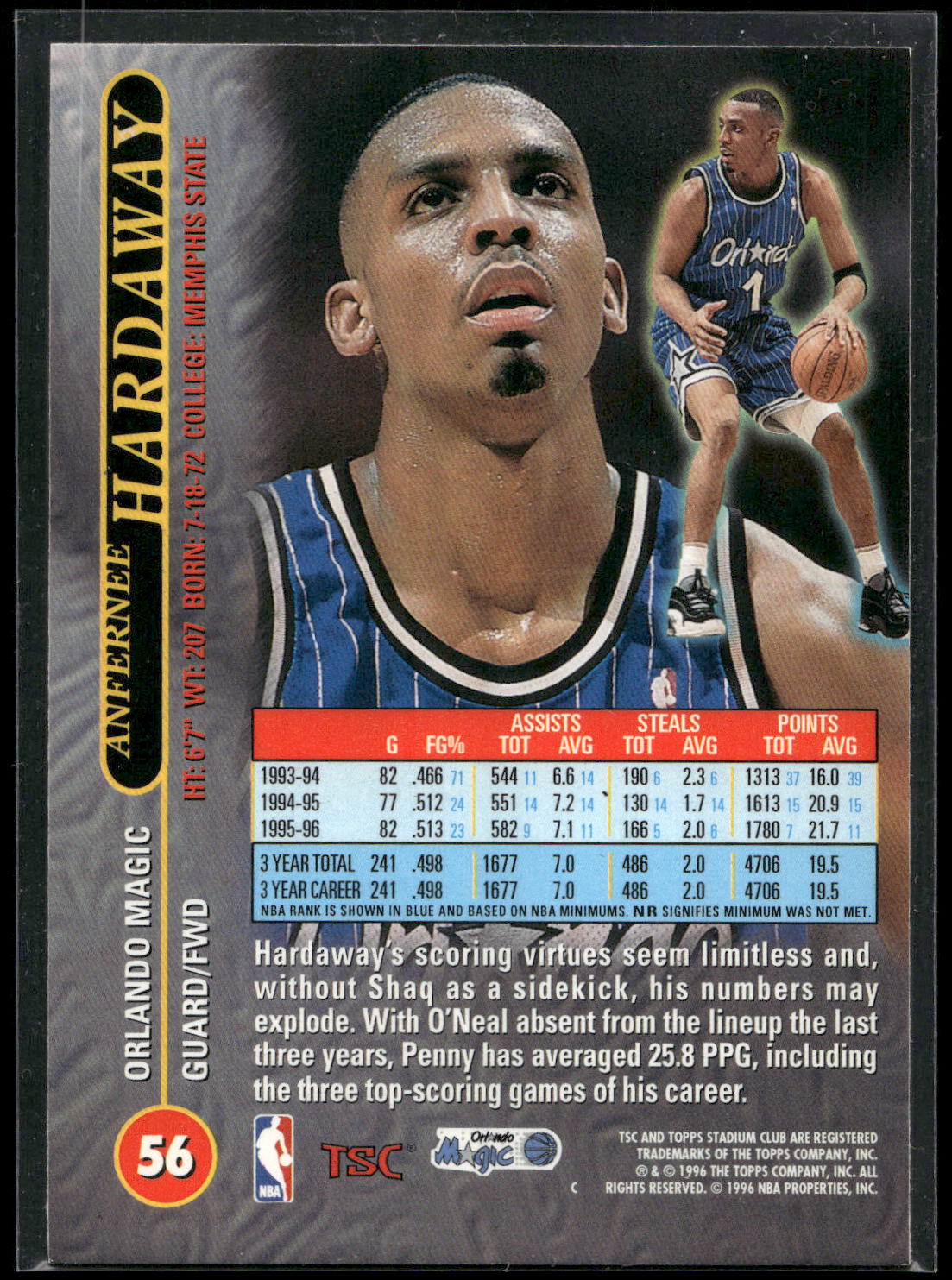 1996-97 Stadium Club #56 Anfernee Hardaway