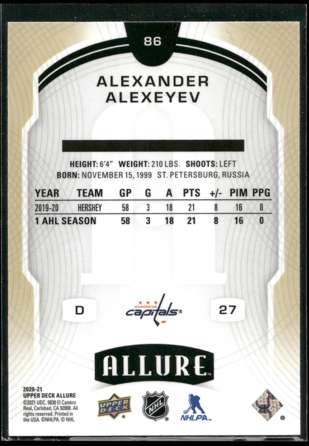2020-21 Upper Deck Allure #86 Alexander Alexeyev