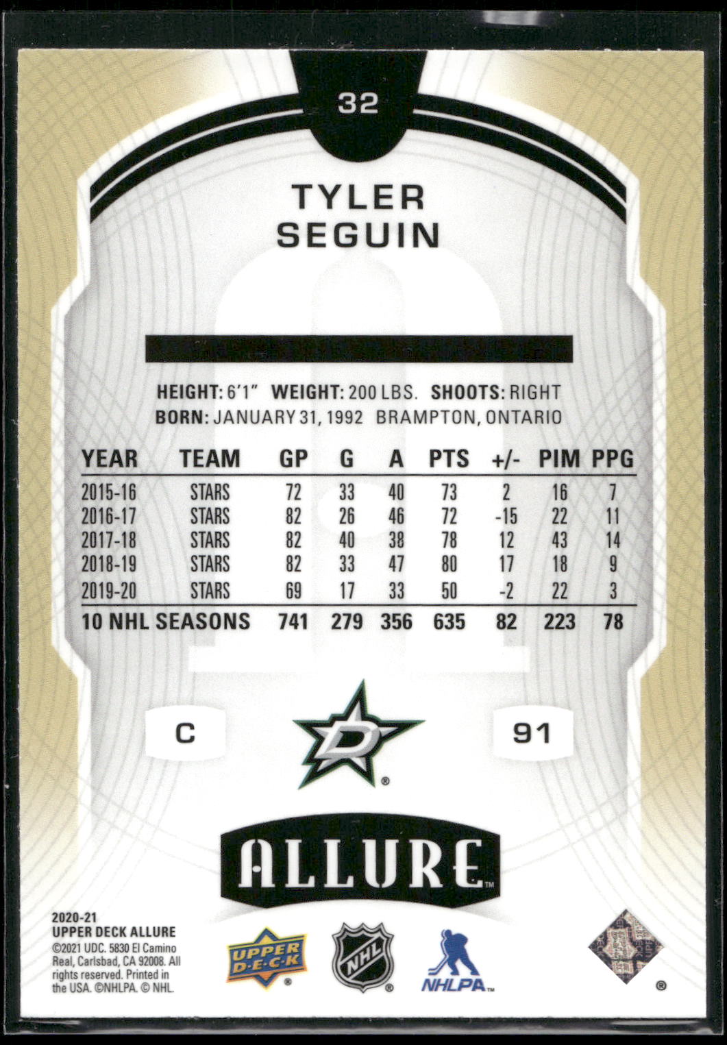 2020-21 Upper Deck Allure #32 Tyler Seguin