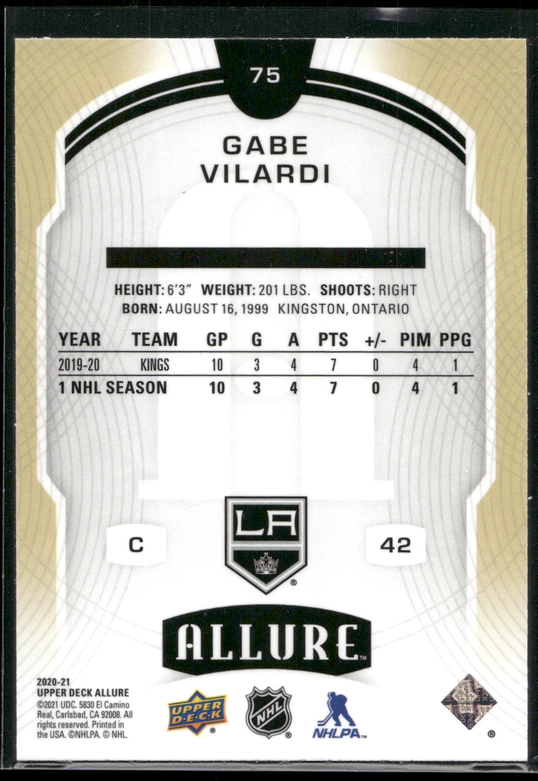 2020-21 Upper Deck Allure #75 Gabe Vilardi