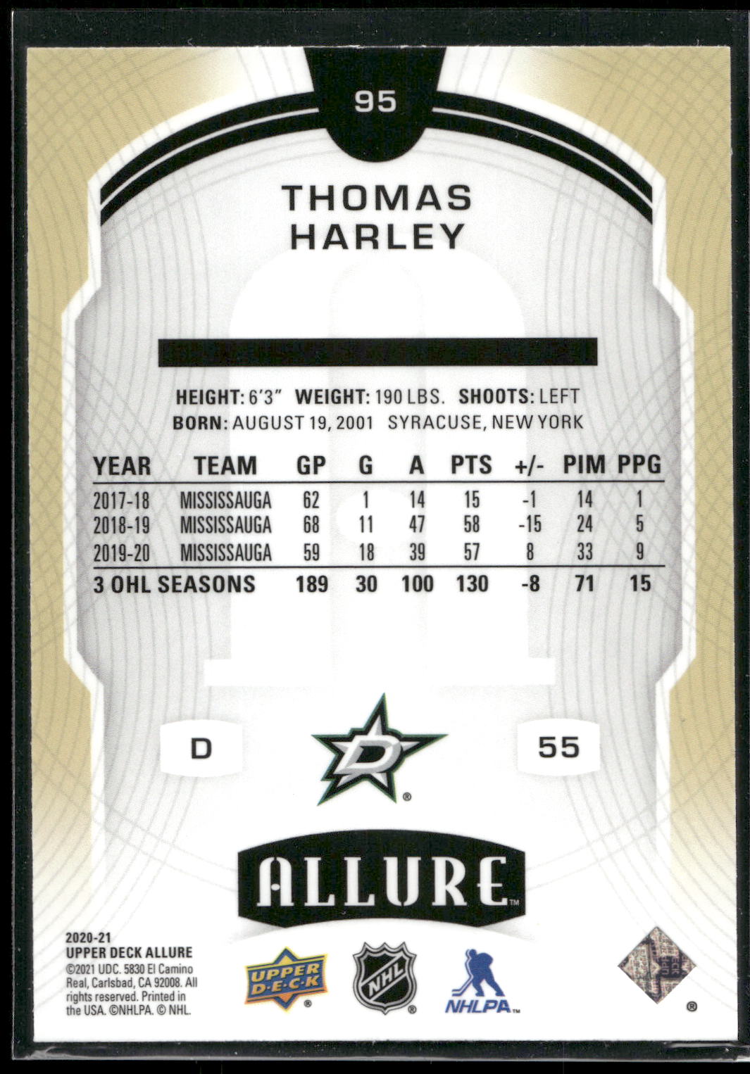 2020-21 Upper Deck Allure #95 Thomas Harley