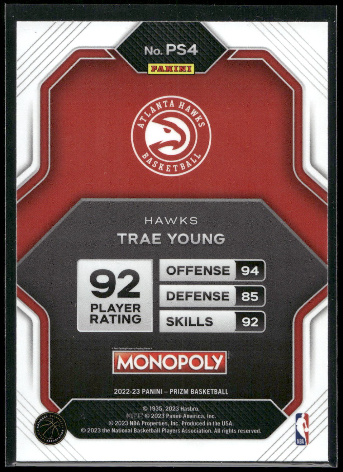 2022-23 Panini Prizm Monopoly #PS4 Trae Young Prizm All-Stars