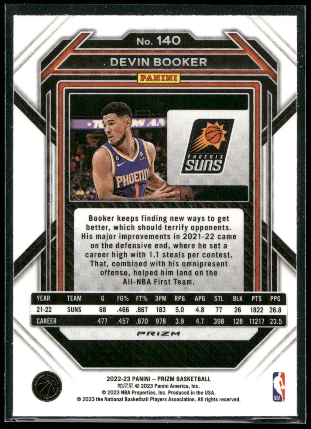 2022-23 Panini Prizm #140 Devin Booker Prizms Green