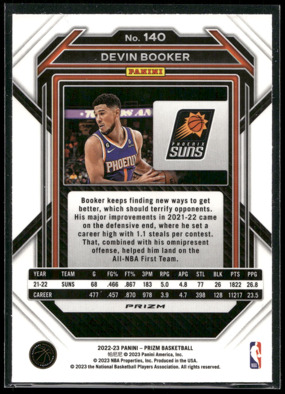 2022-23 Panini Prizm #140 Devin Booker Prizms Green
