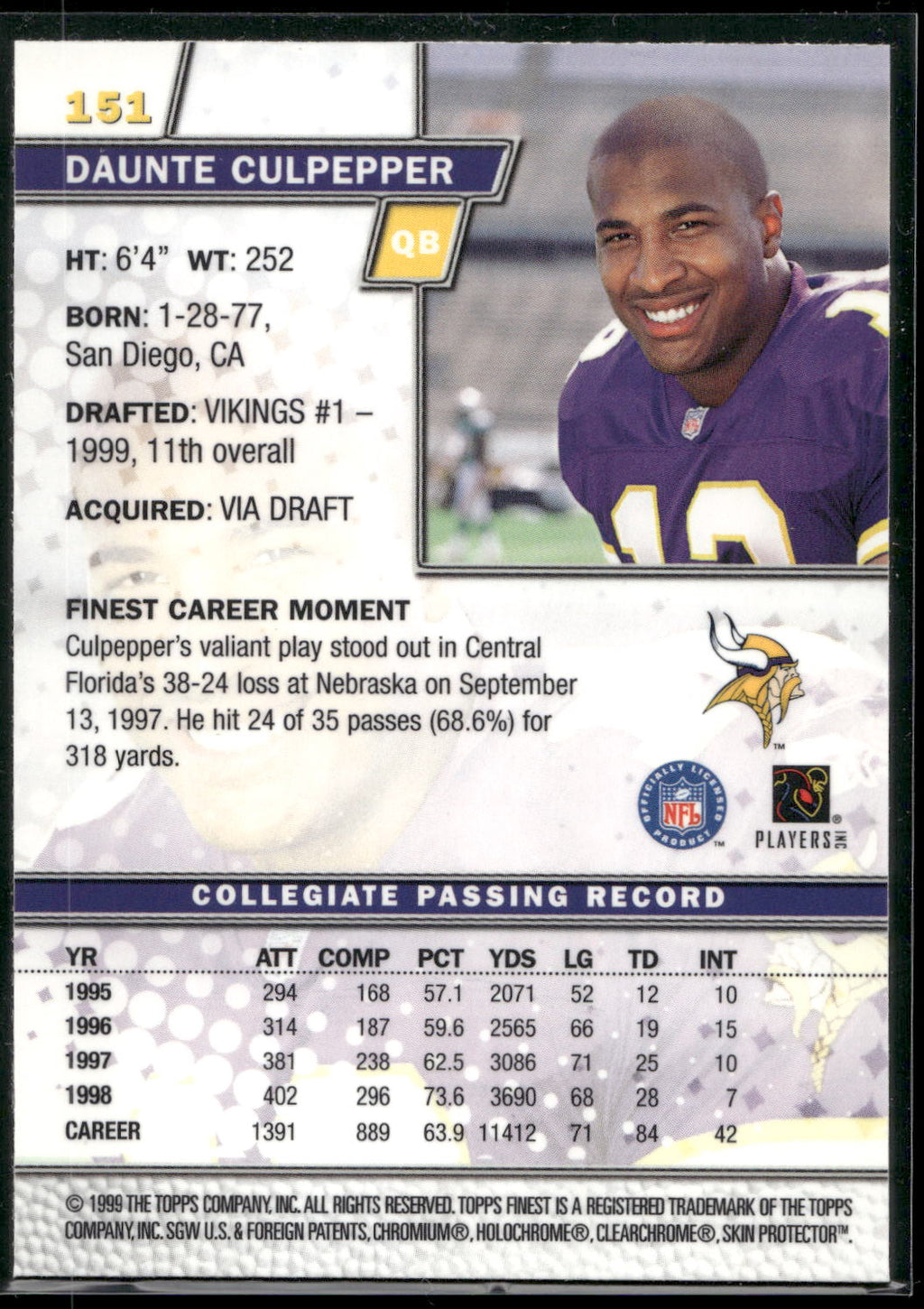 1999 Finest #151 Daunte Culpepper