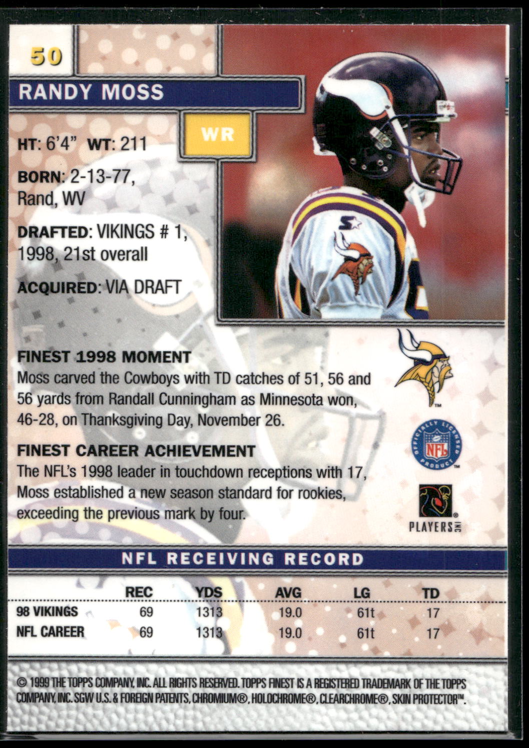 1999 Finest #50 Randy Moss