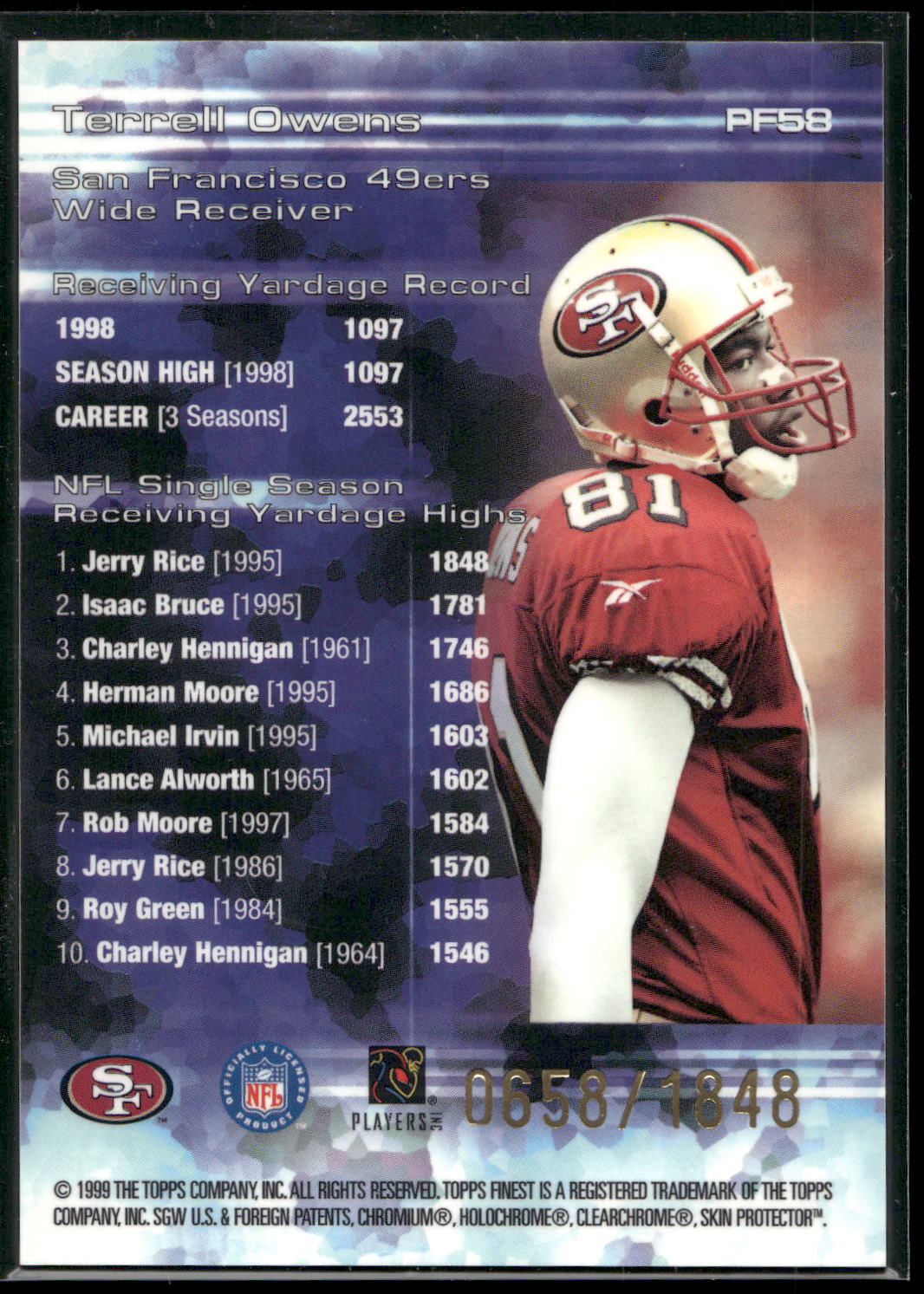 1999 Finest #PF58 Terrell Owens Prominent Figures #/1848
