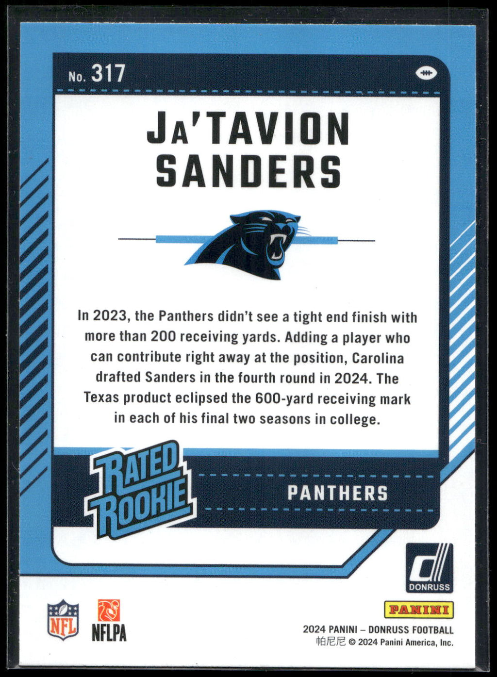 2024 Donruss #317 Ja'Tavion Sanders