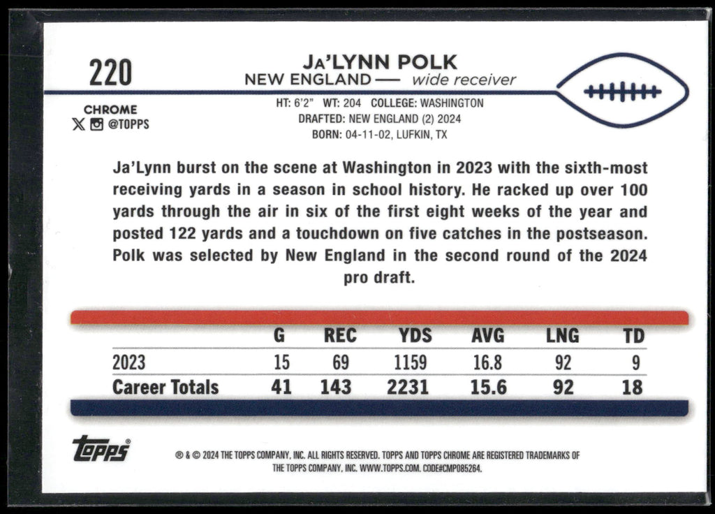 2024 Topps Chrome #220 Ja’Lynn Polk