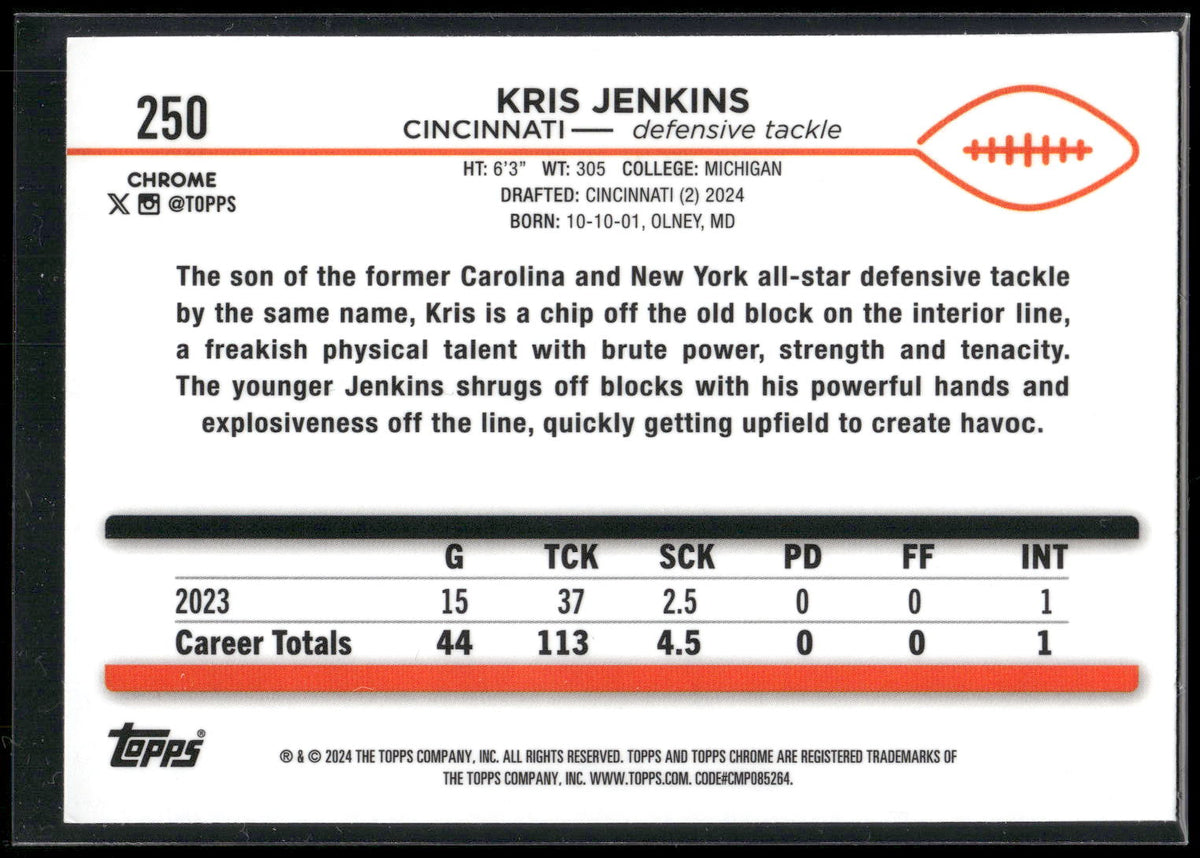 2024 Topps Chrome #250 Kris Jenkins