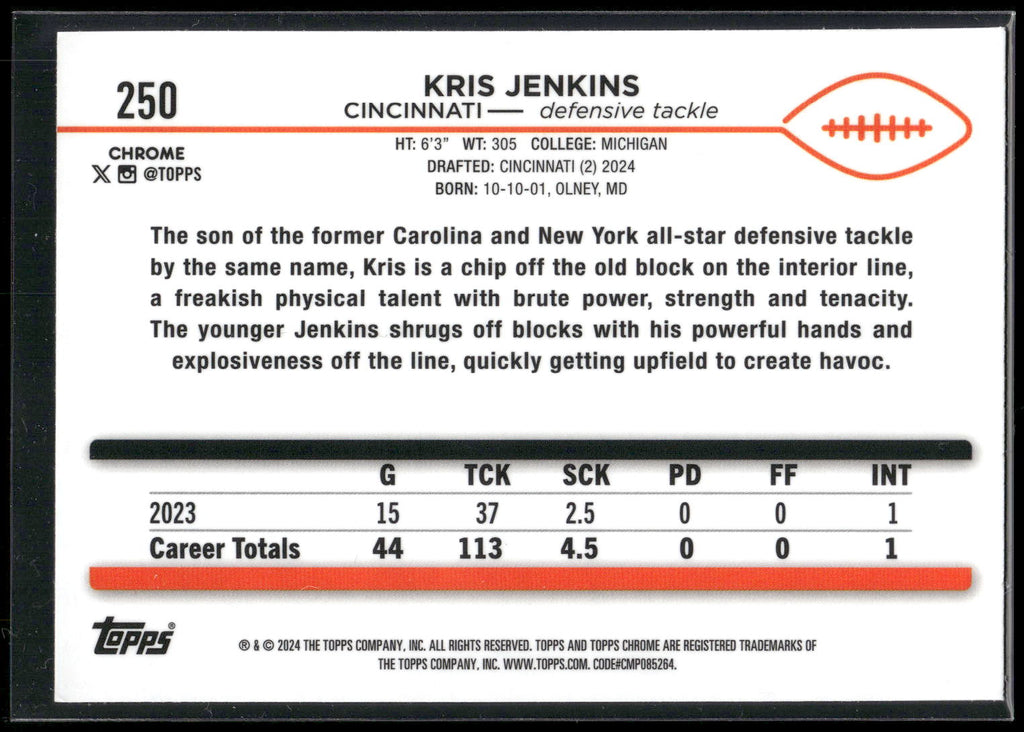 2024 Topps Chrome #250 Kris Jenkins
