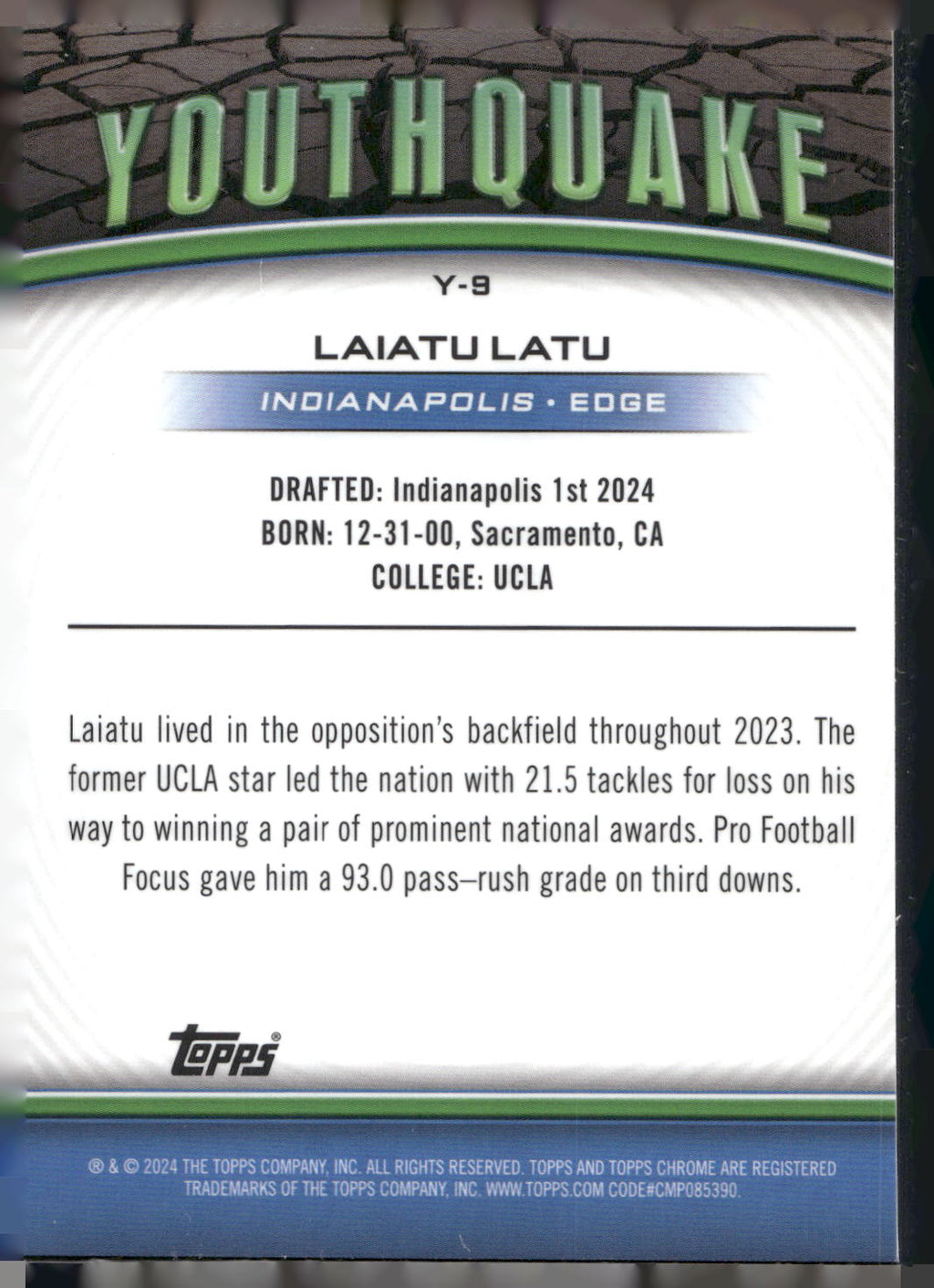 2024 Topps Chrome #Y-9 Laiatu Latu Youthquake