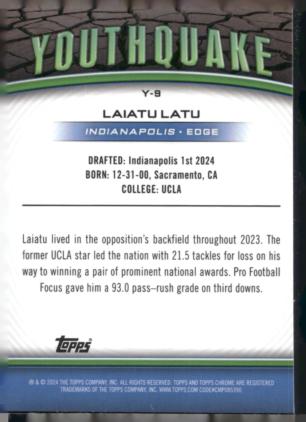 2024 Topps Chrome #Y-9 Laiatu Latu Youthquake