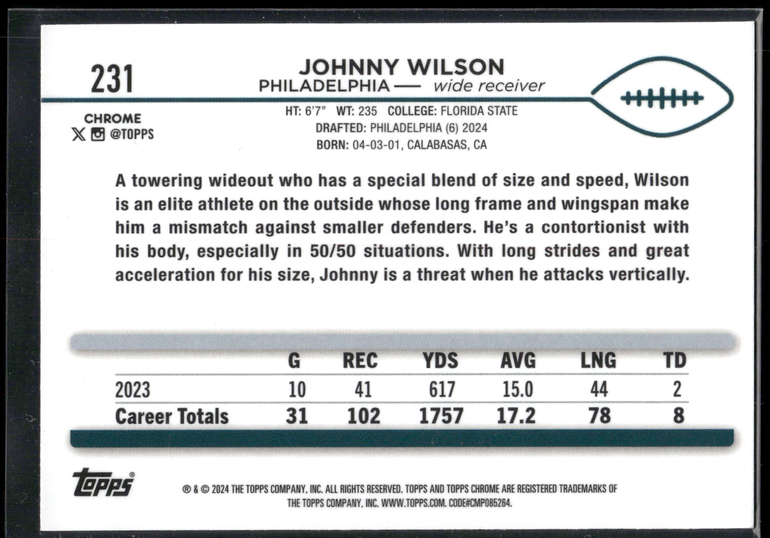 2024 Topps Chrome #231 Johnny Wilson