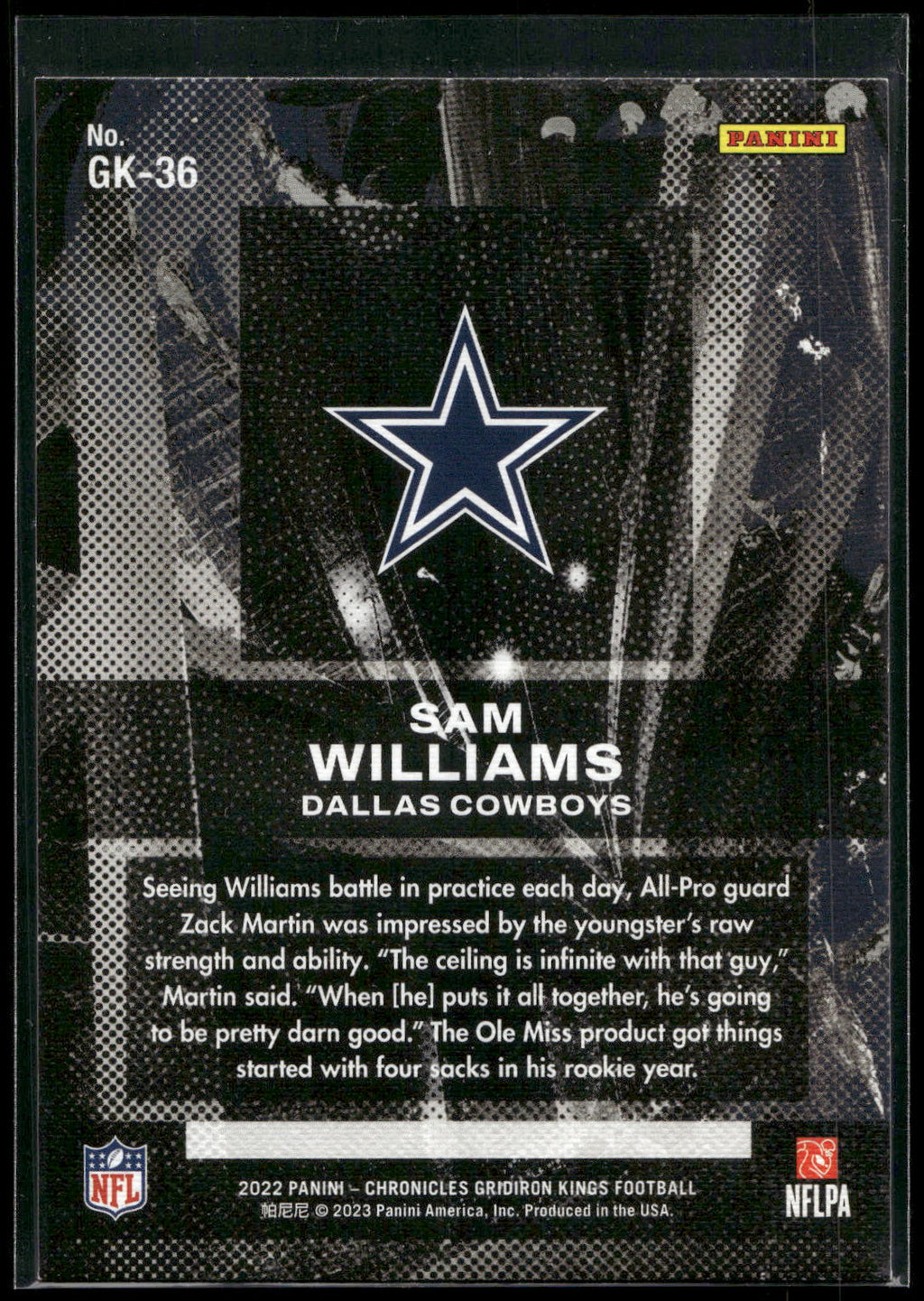 2022 Panini Chronicles #GK-36 Sam Williams Gridiron Kings