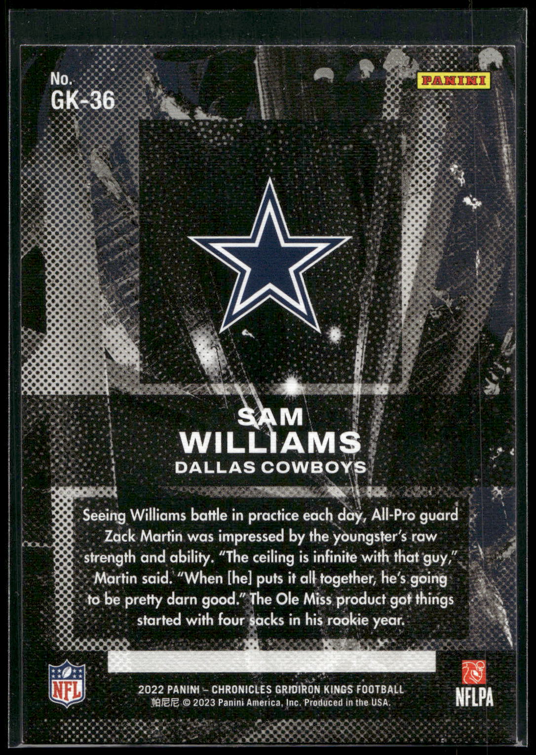 2022 Panini Chronicles #GK-36 Sam Williams Gridiron Kings