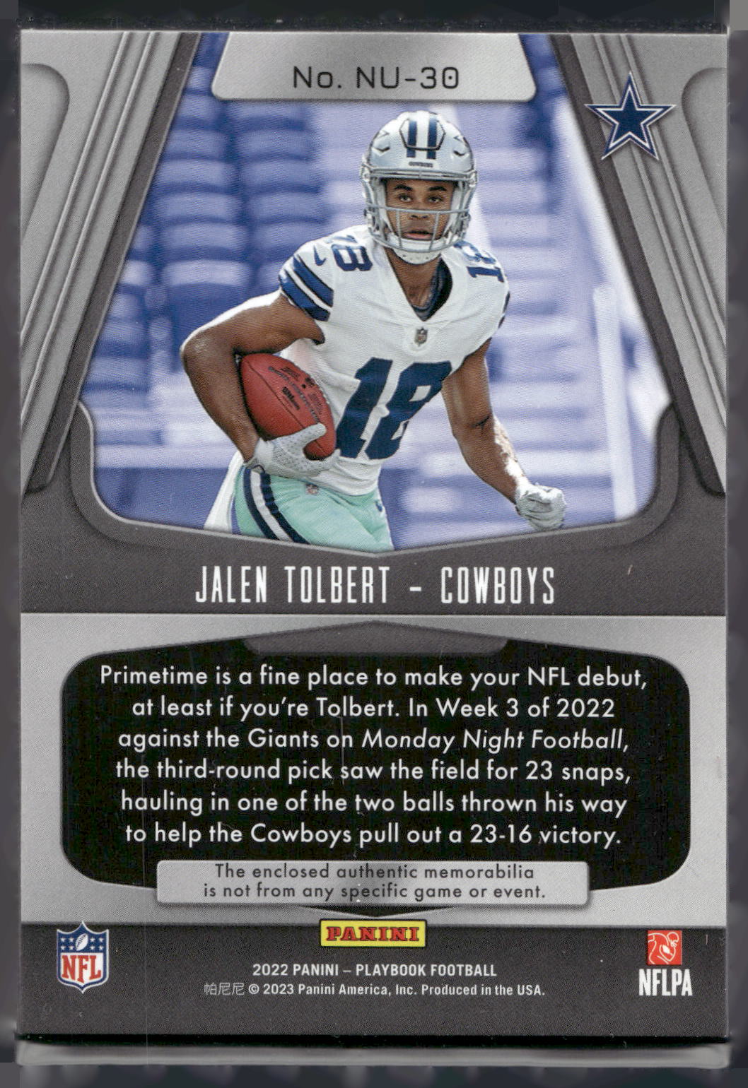 2022 Panini Playbook #NU-30 Jalen Tolbert Next Up