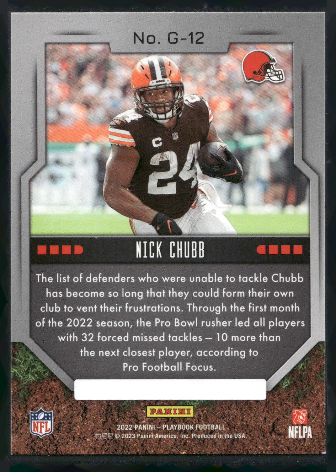 2022 Panini Playbook #G-12 Nick Chubb Grounding