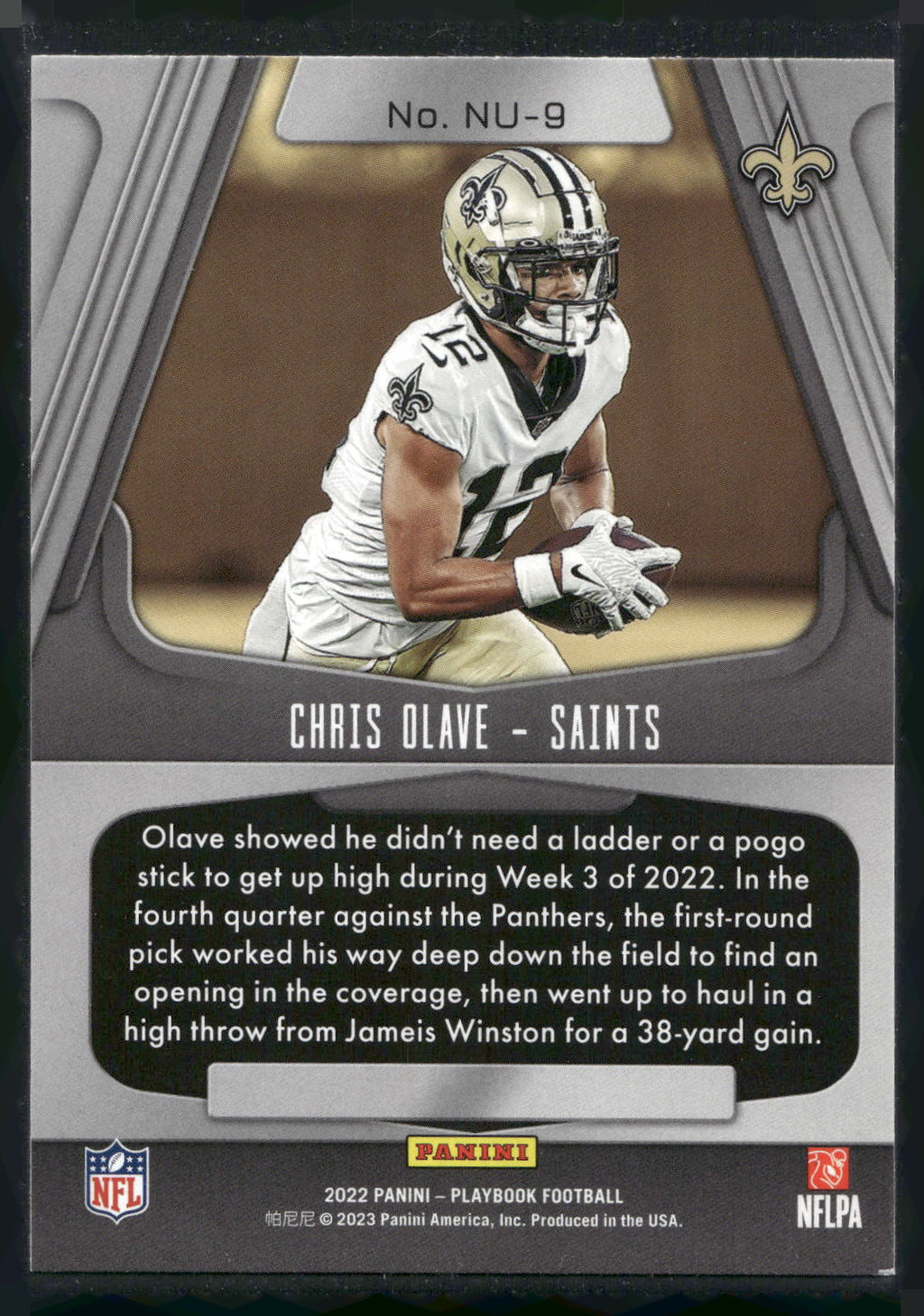 2022 Panini Playbook #NU-9 Chris Olave Next Up Jerseys