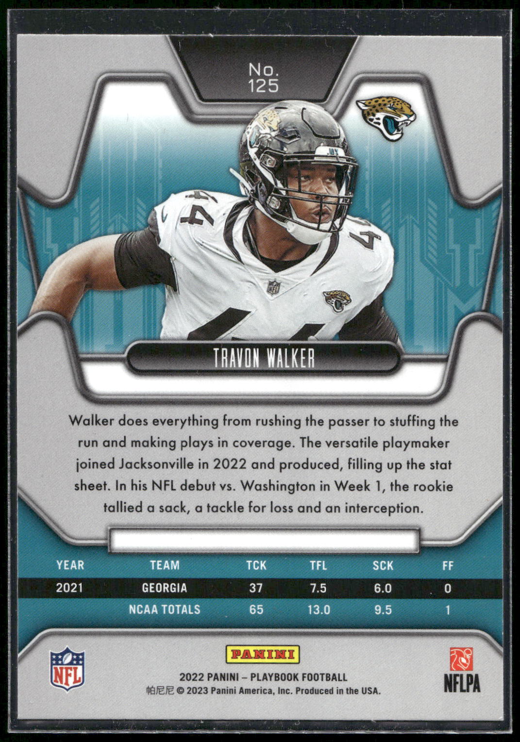 2022 Panini Playbook #125 Travon Walker