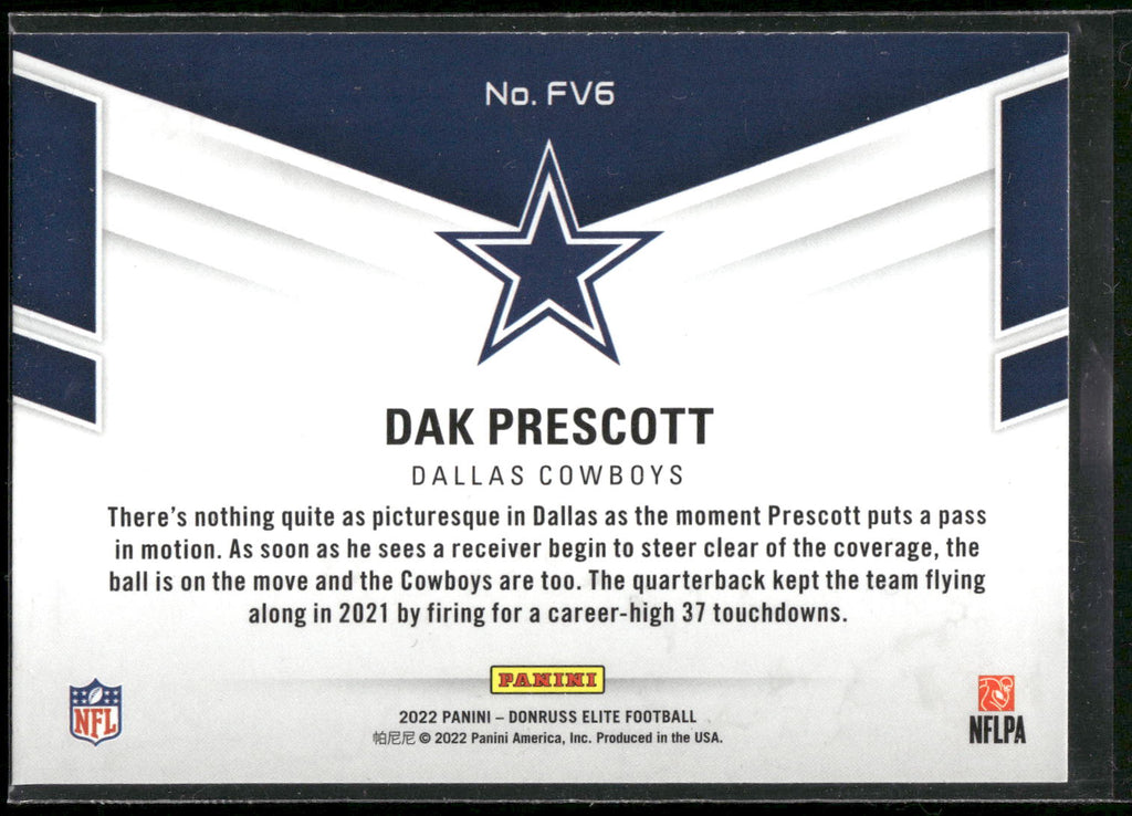 2022 Donruss Elite #FV6 Dak Prescott Field Vision Green