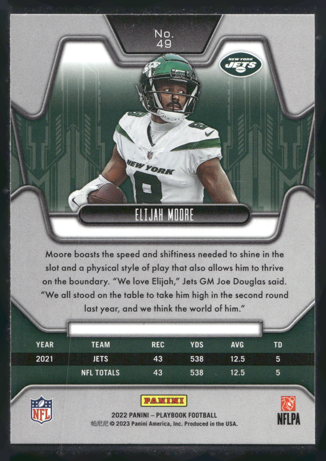 2022 Panini Playbook #49 Elijah Moore