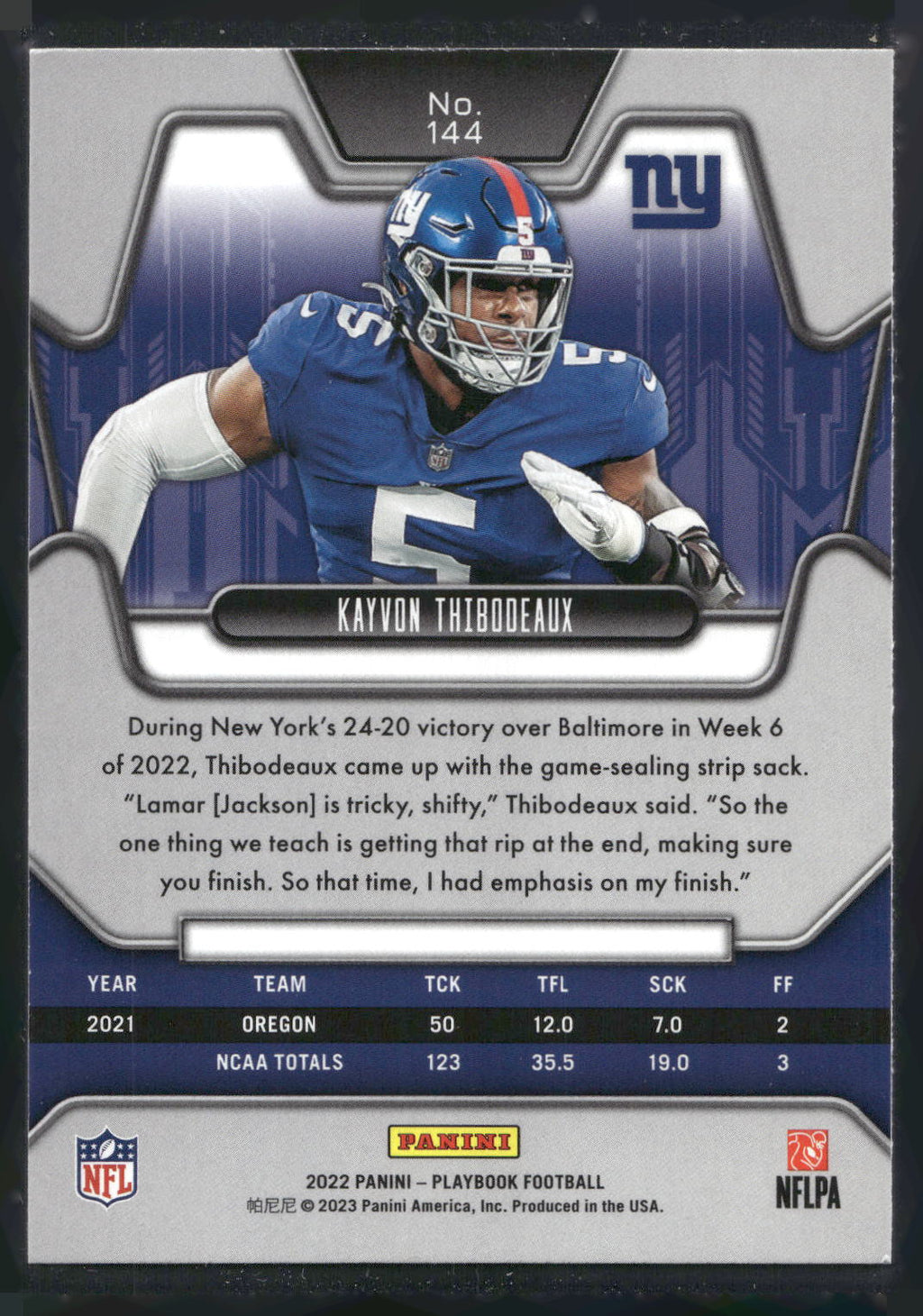 2022 Panini Playbook #144 Kayvon Thibodeaux