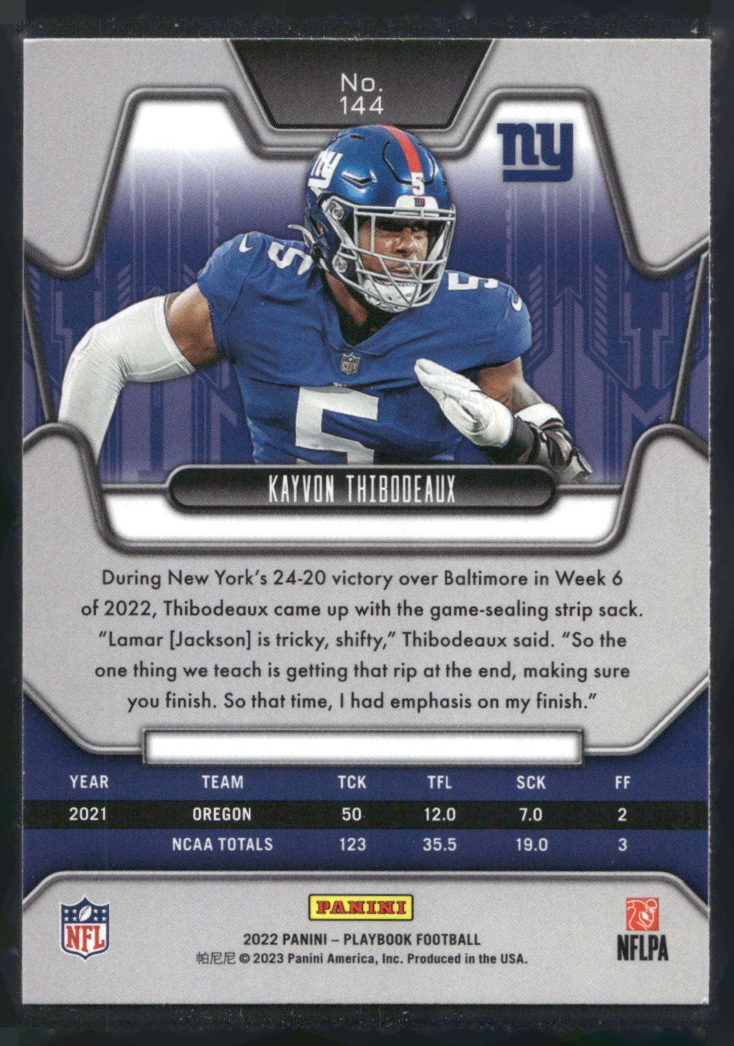 2022 Panini Playbook #144 Kayvon Thibodeaux
