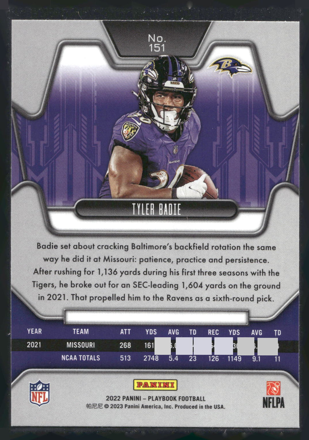 2022 Panini Playbook #151 Tyler Badie