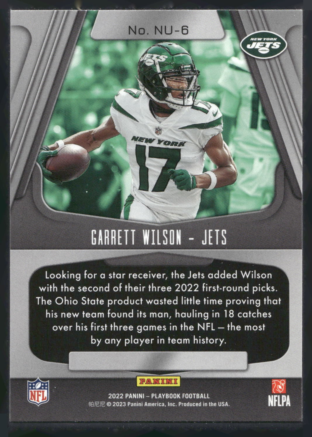 2022 Panini Playbook #NU-6 Garrett Wilson Next Up