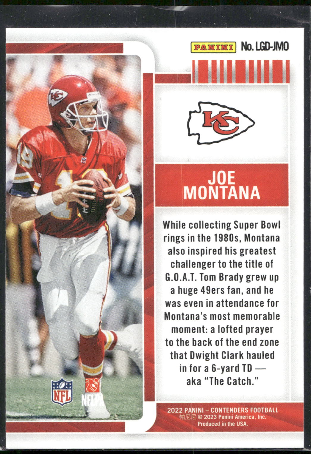 2022 Panini Contenders #LGD-JMO Joe Montana Legendary Contenders