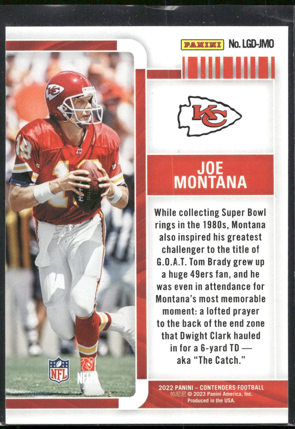 2022 Panini Contenders #LGD-JMO Joe Montana Legendary Contenders