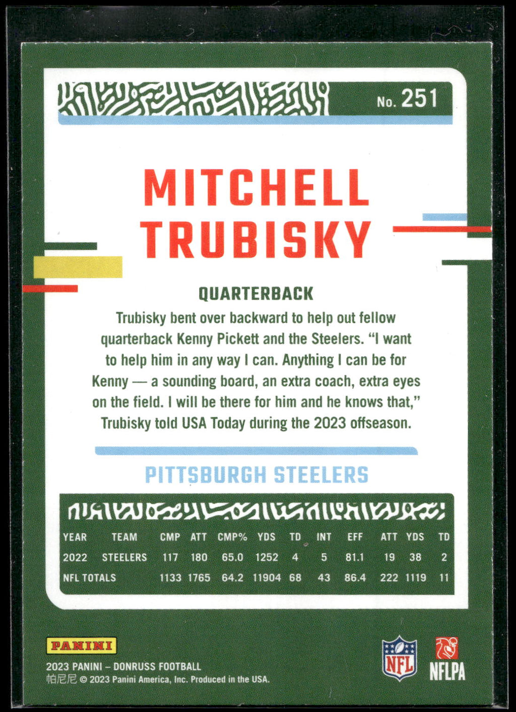 2023 Donruss #251 Mitchell Trubisky