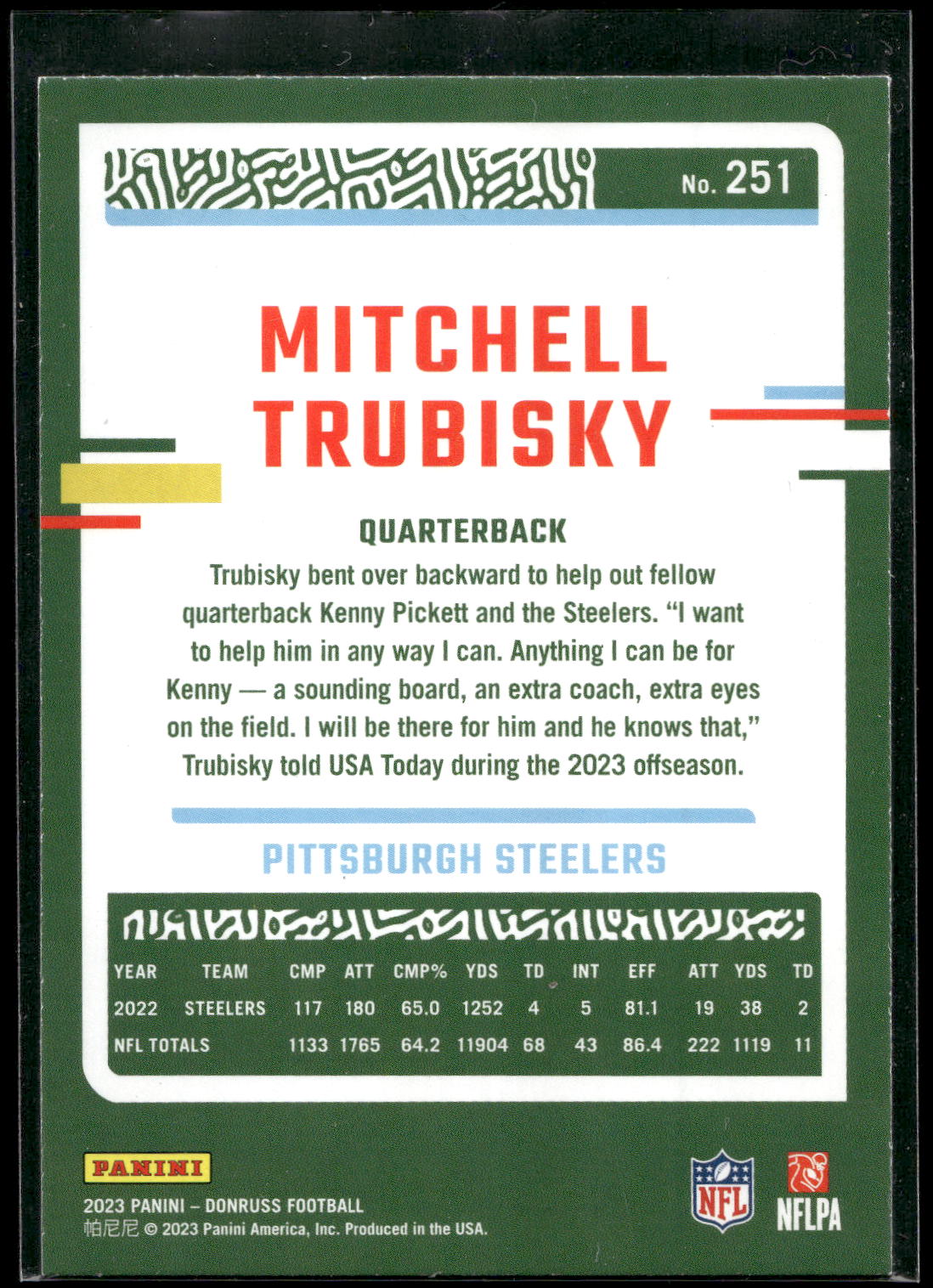 2023 Donruss #251 Mitchell Trubisky