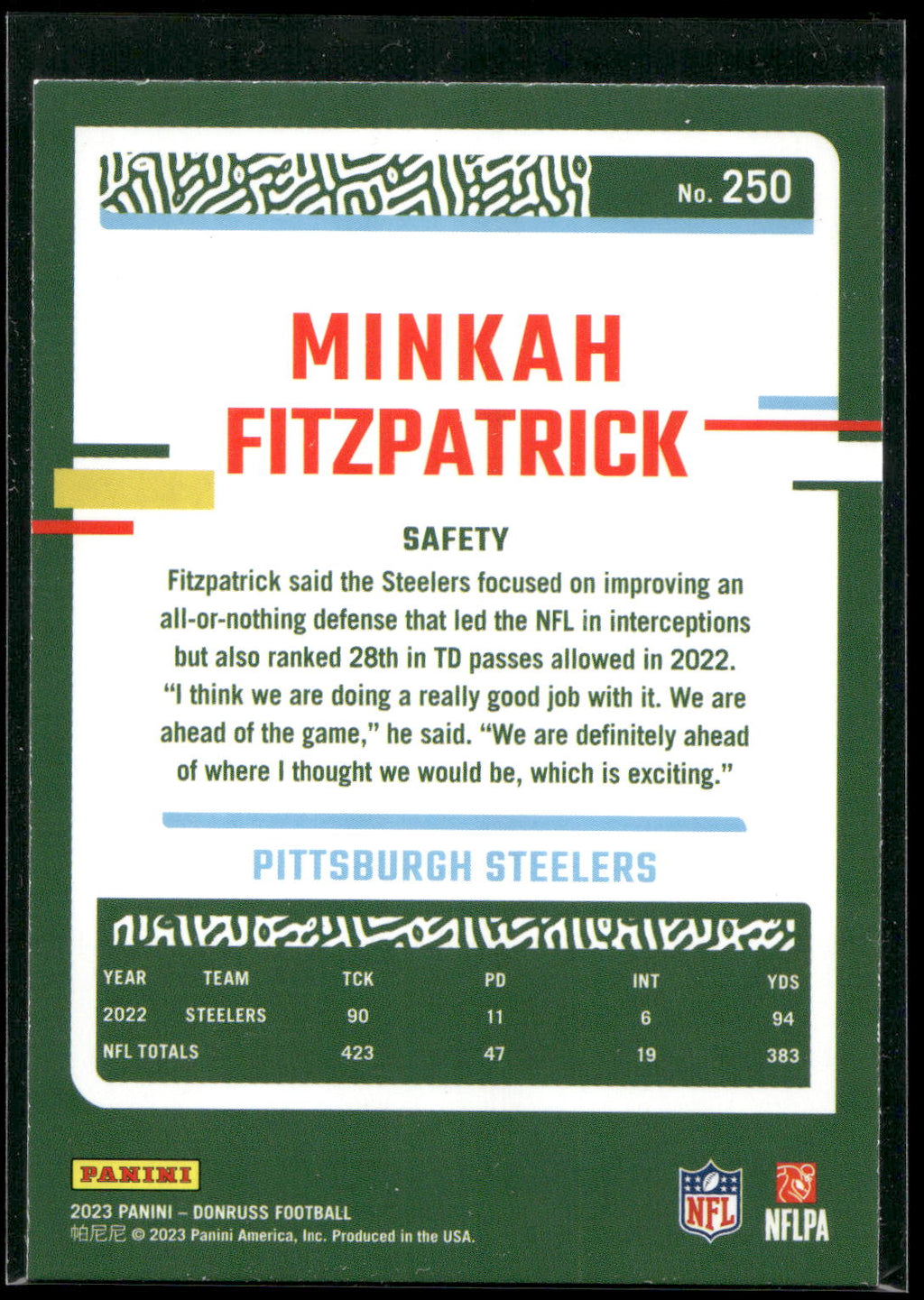 2023 Donruss #250 Minkah Fitzpatrick