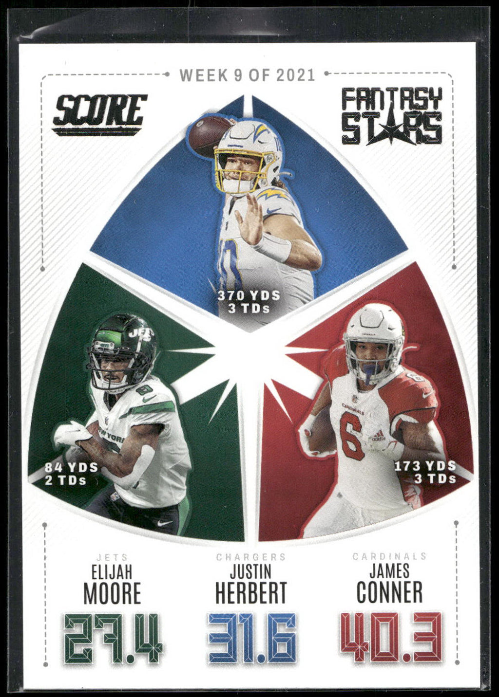 2022 Score #FS9 Elijah Moore / Justin Herbert / James Conner Fantasy Stars