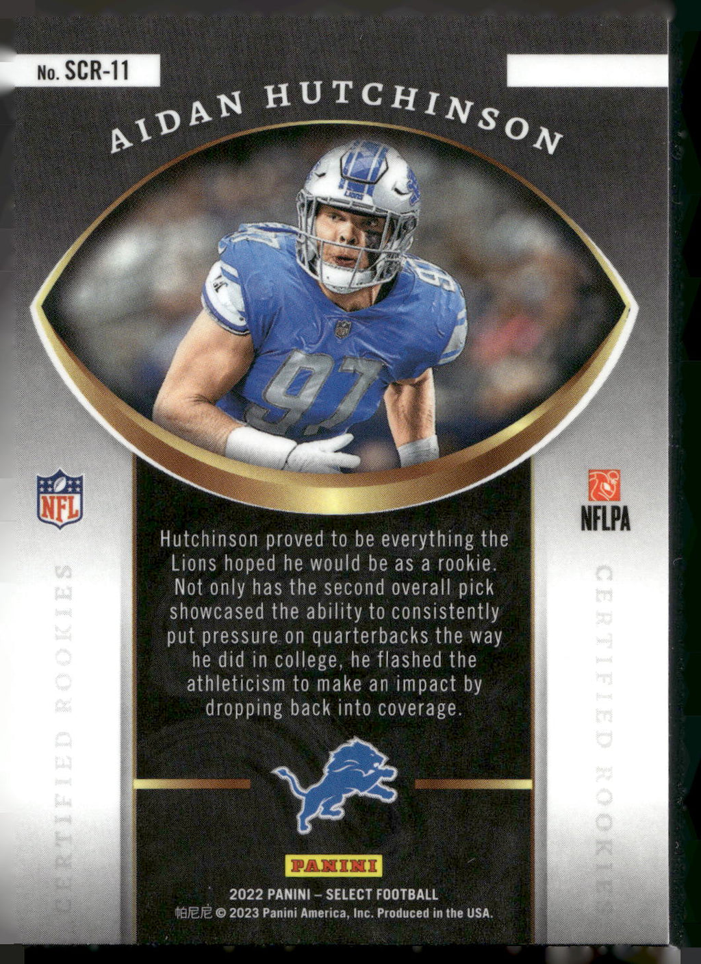2022 Panini Select #SCR-11 Aidan Hutchinson Select Certified Rookies