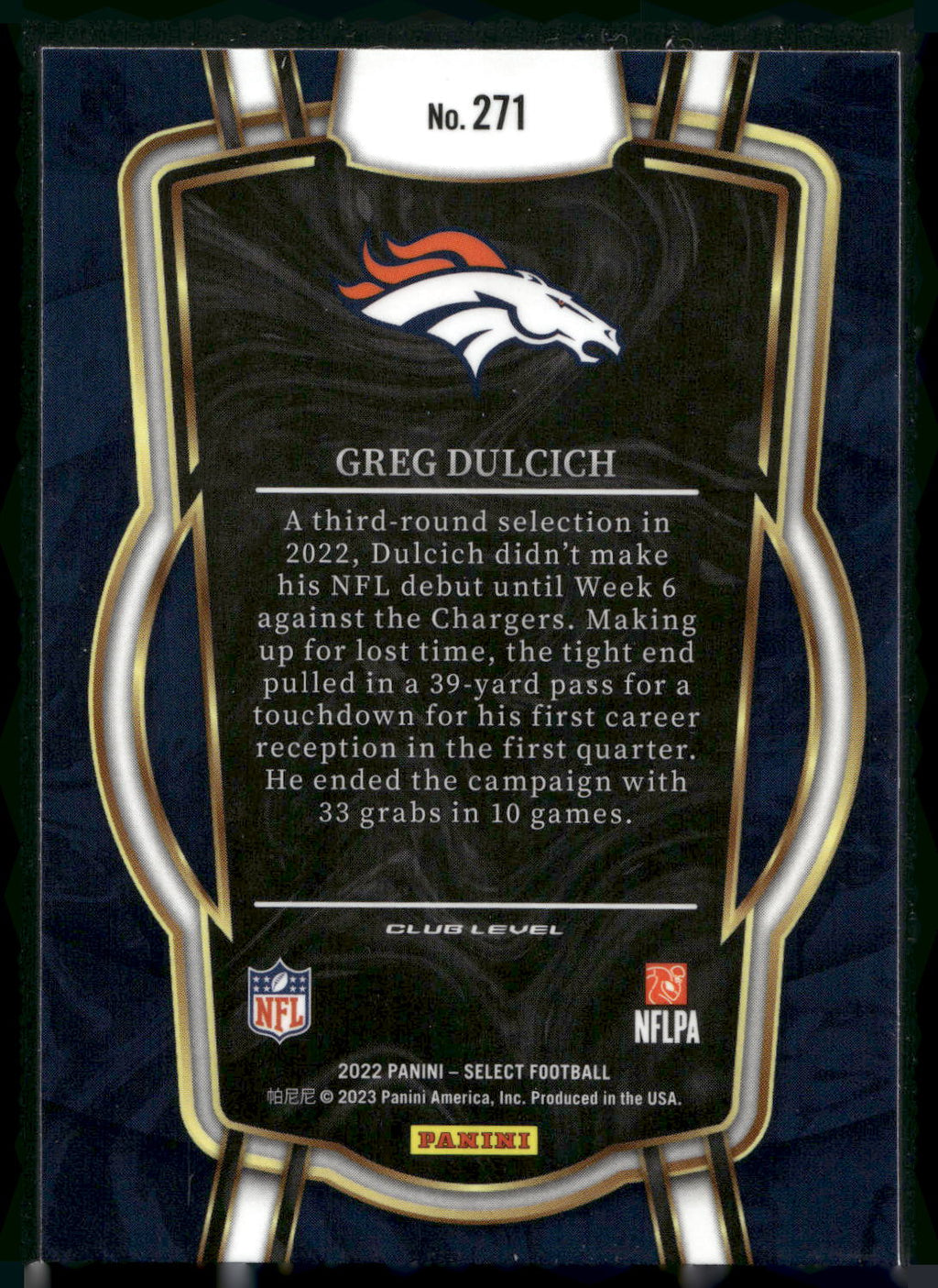2022 Panini Select #271 Greg Dulcich