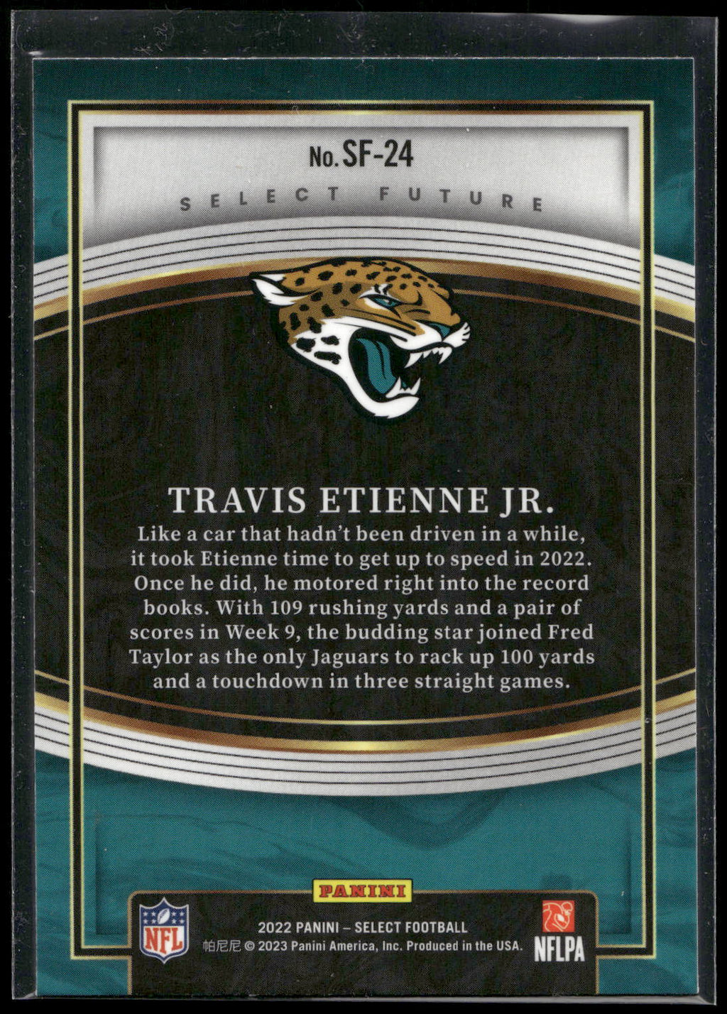 2022 Panini Select #SF-24 Travis Etienne Jr. Select Future